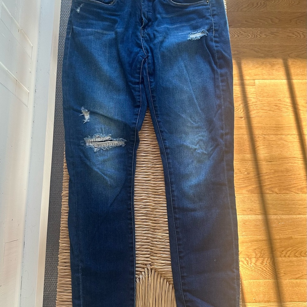 Blank NYC Blue Skinny Jeans with Distressed Details